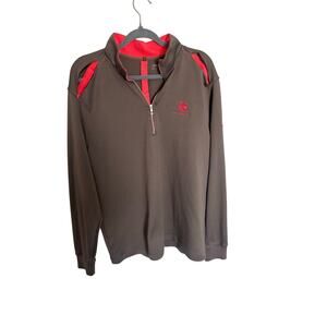 Nike Golf Dri-FIT 1/4 Zip Pullover Large Poppy‎ Hills Pebble Beach Taupe